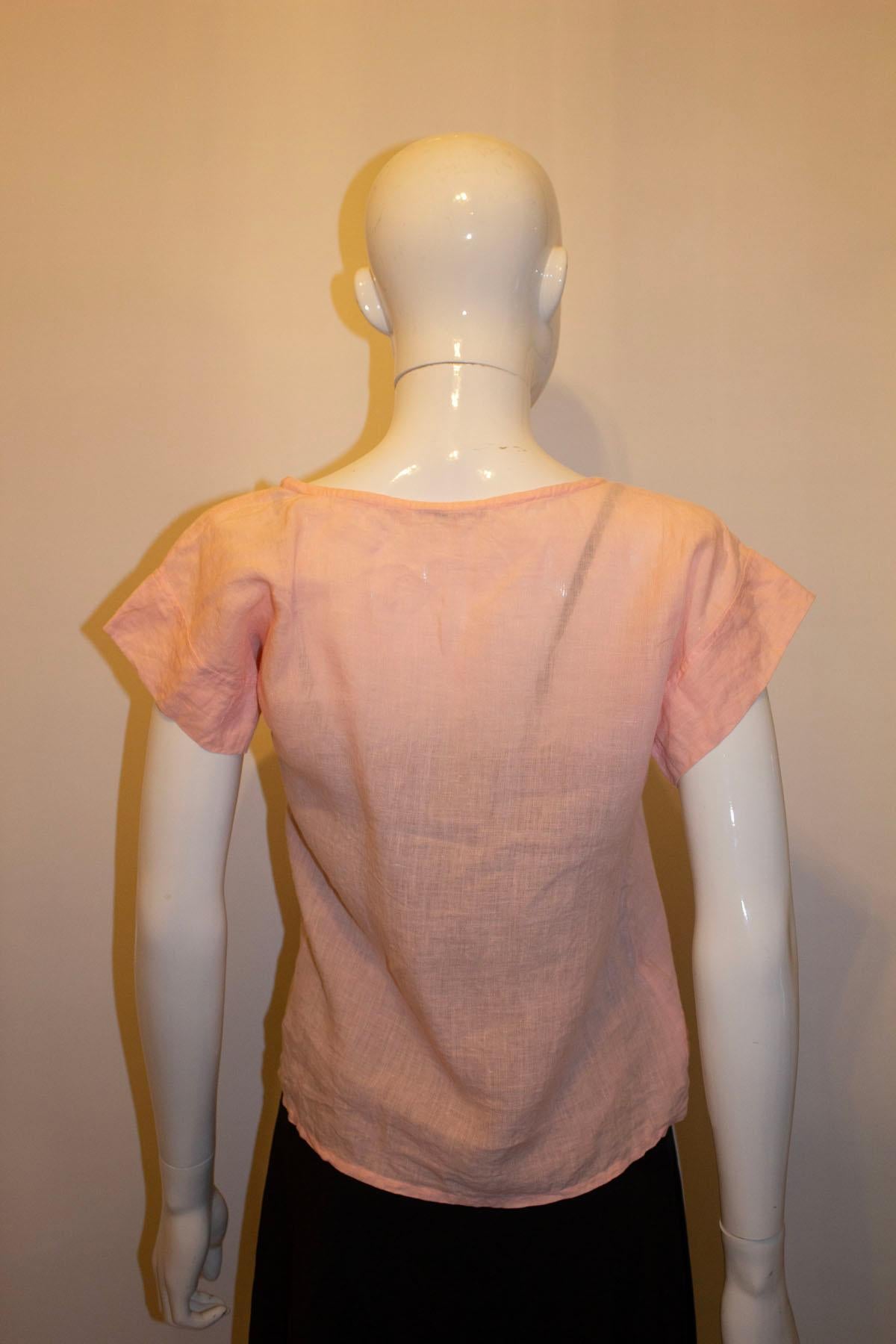 Women's Yves Saint Laurent Rive Gauche Pink Linen Top For Sale