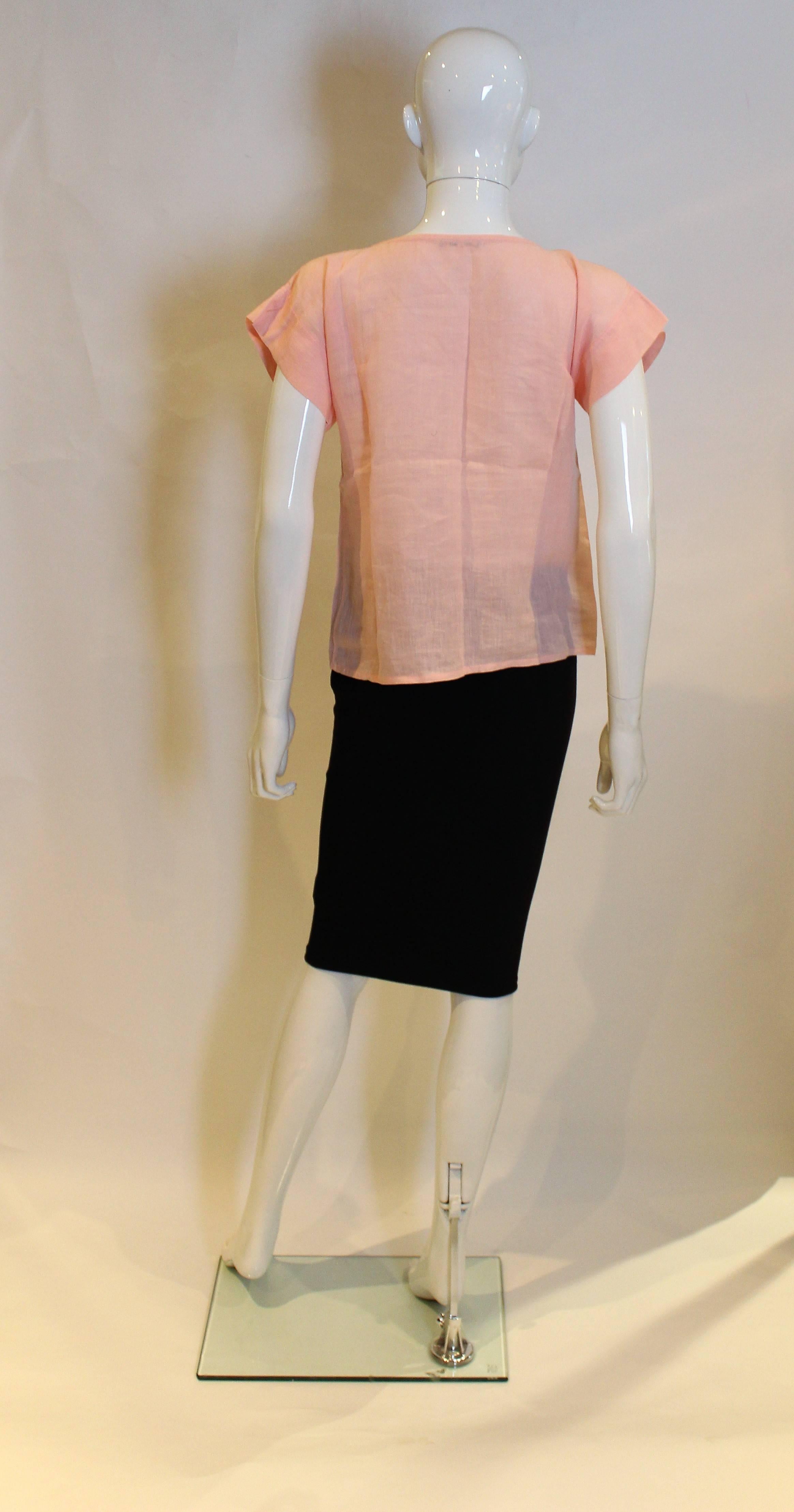 Donna Yves Saint Laurent Rive Gauche Top in lino rosa in vendita