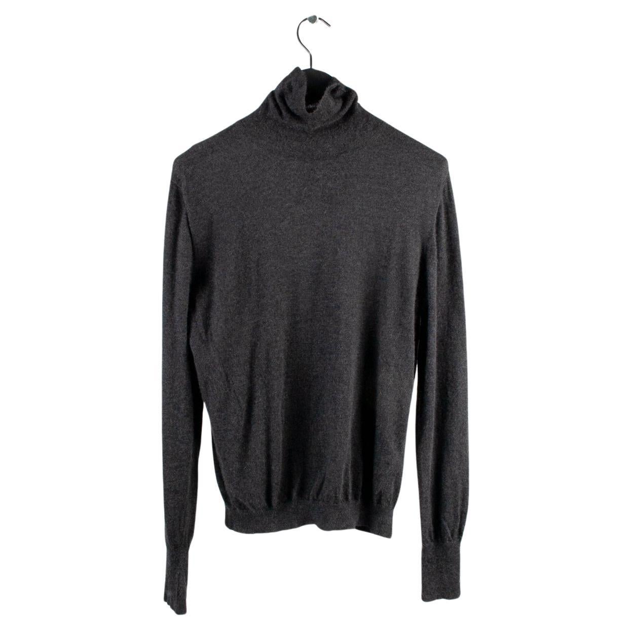 Yves Saint Laurent Rive Gauche Pure Cashmere Men Sweater Turtle Neck Size L, S55 For Sale