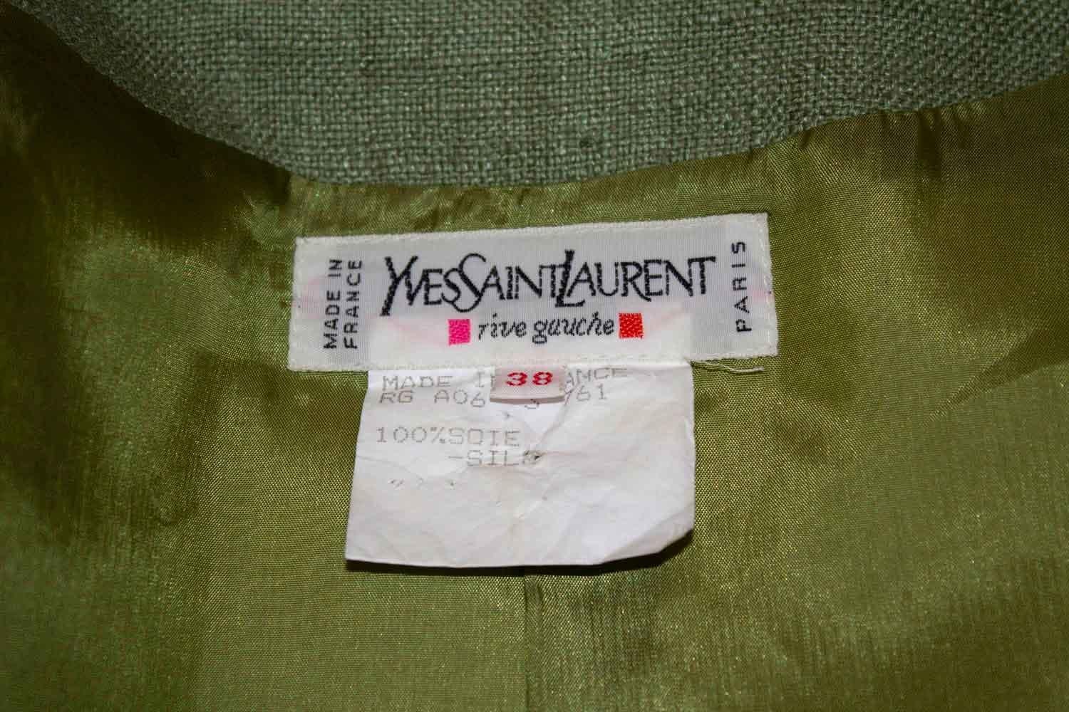 Brown Yves Saint Laurent Rive Gauche Raw Silk Jacket For Sale