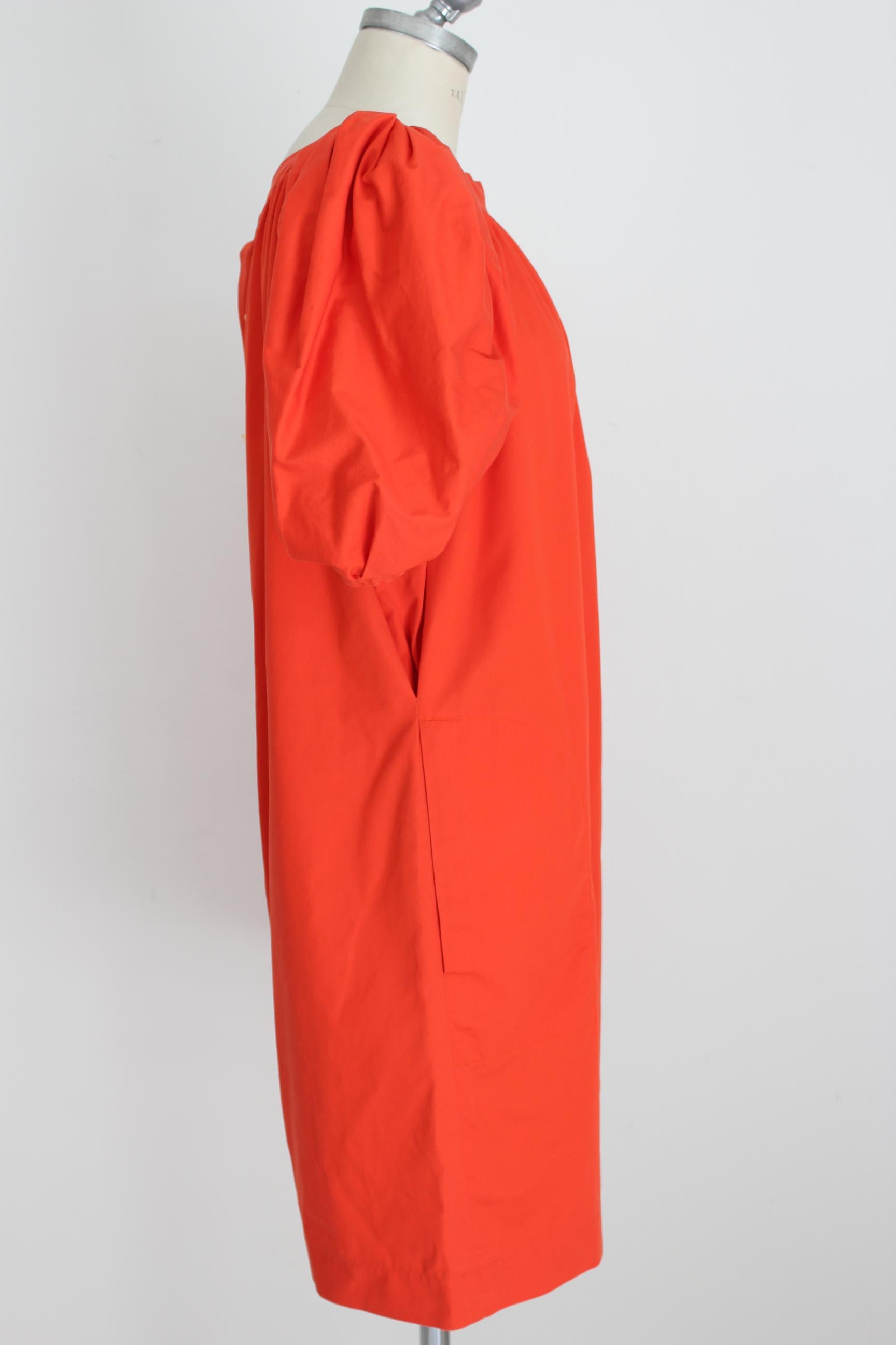 Yves Saint Laurent Rive Gauche Red Cotton Straight Cocktail Dress 1980s In Excellent Condition In Brindisi, Bt