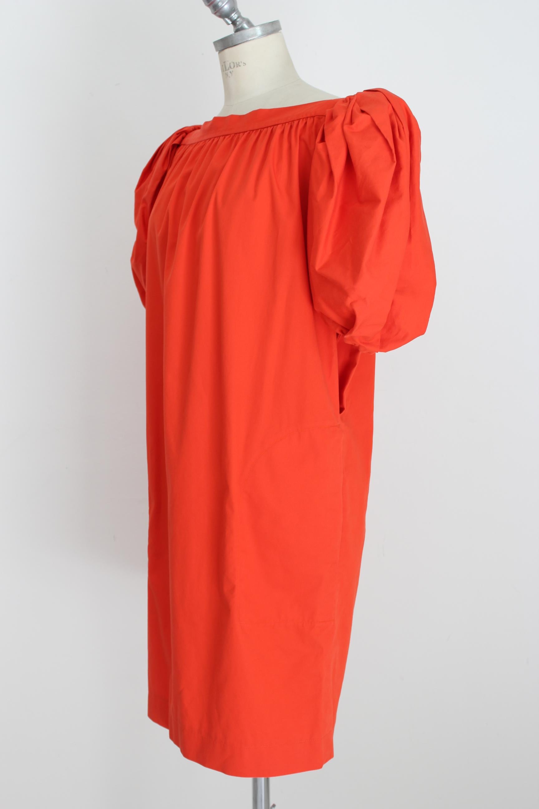 Yves Saint Laurent Rive Gauche Red Cotton Straight Cocktail Dress 1980s 1