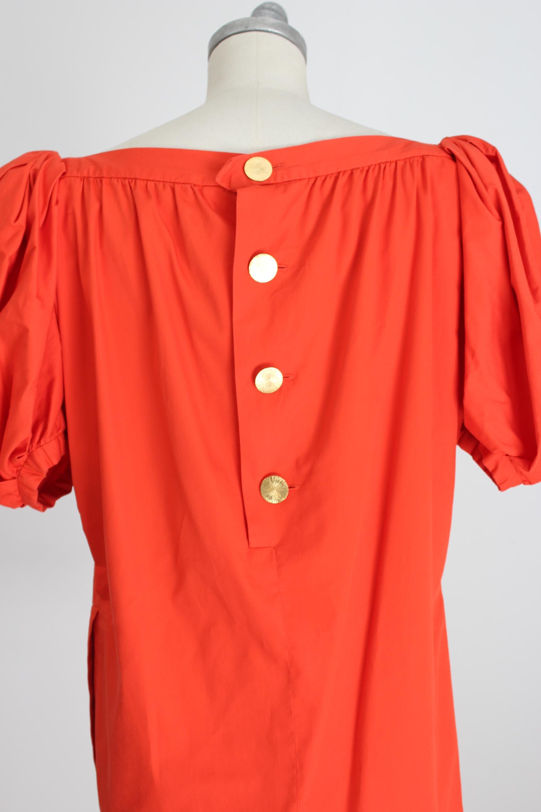 Yves Saint Laurent Rive Gauche Red Cotton Straight Cocktail Dress 1980s 2