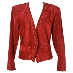 Retro Yves Saint Laurent Rive Gauche red genuine  suede 80's jacket 