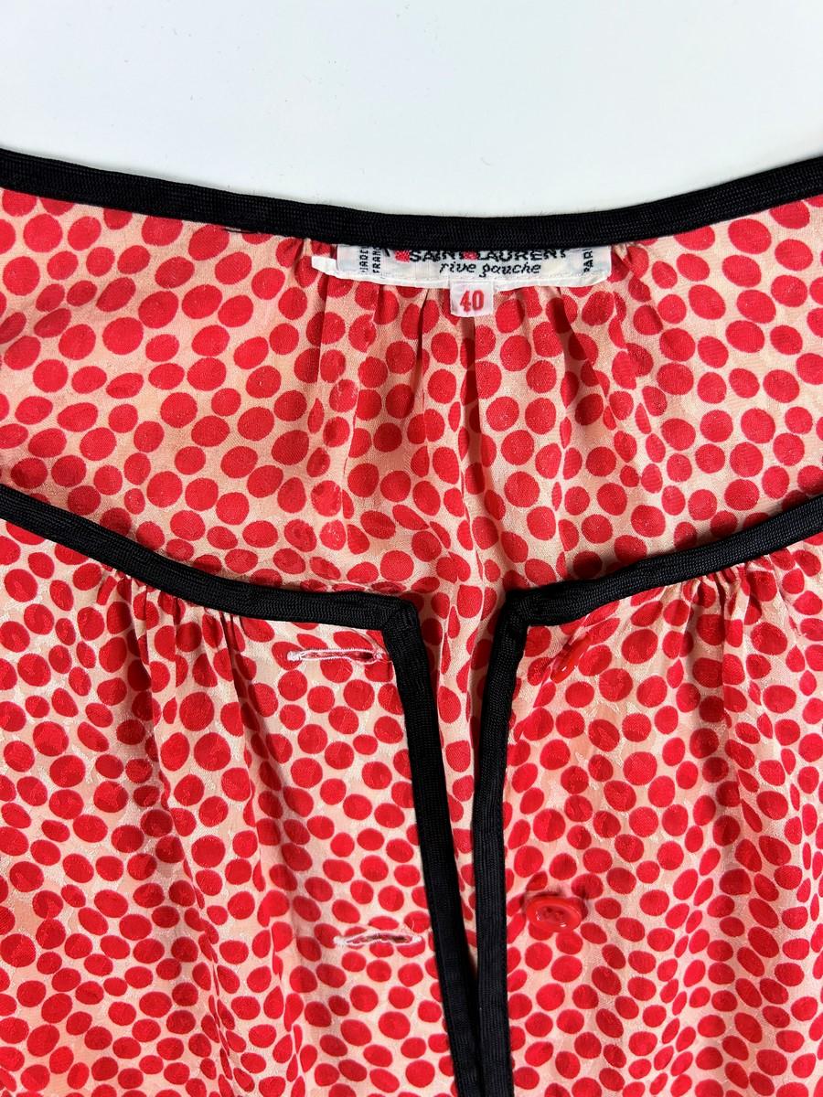 Yves Saint Laurent Rive Gauche camicetta damascata a pois rossi Circa 1976 in vendita 8