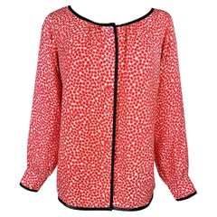 Yves Saint Laurent Rive Gauche camicetta damascata a pois rossi Circa 1976