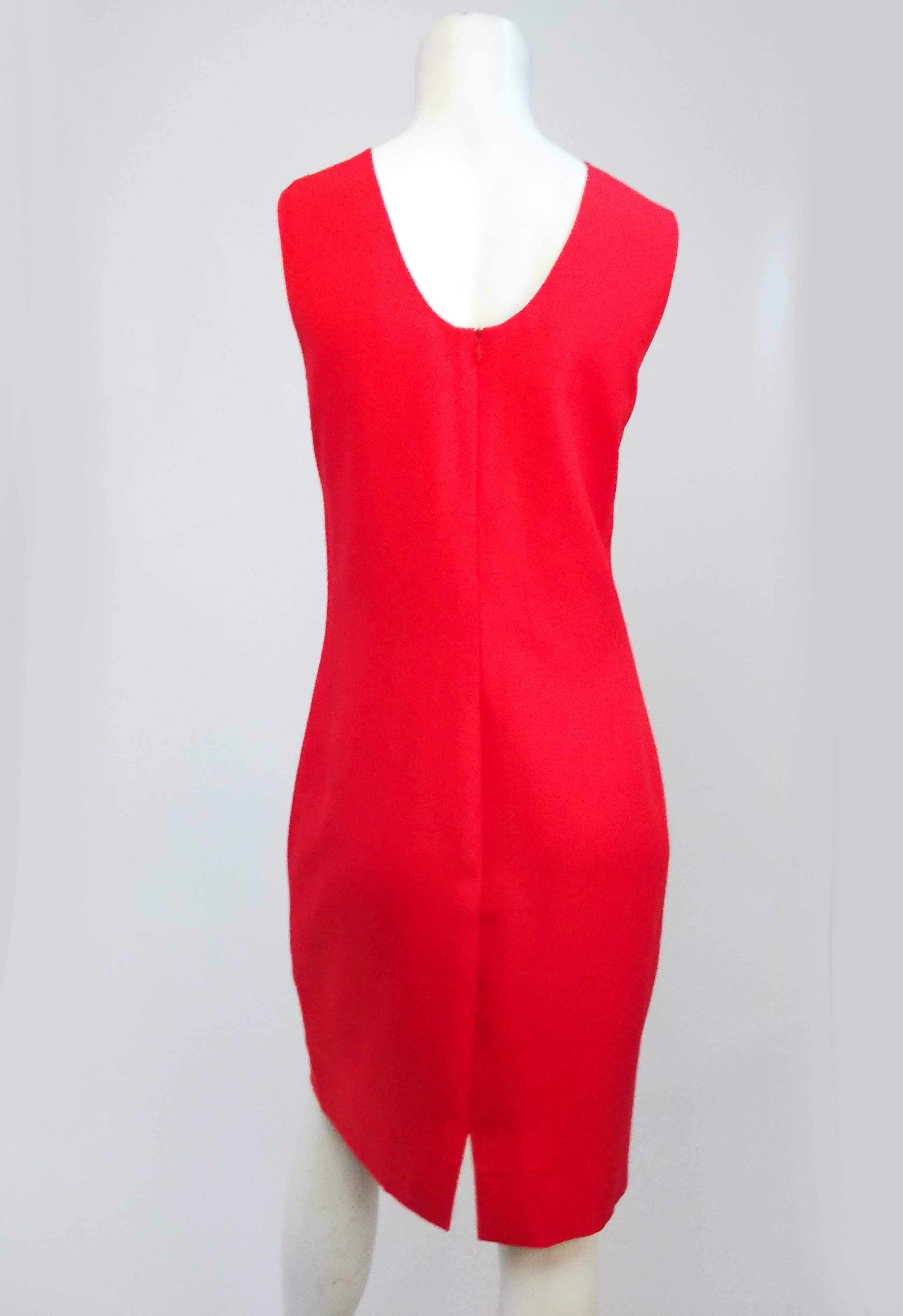 Yves Saint Laurent Rive Gauche Red Sheath Dress In Good Condition For Sale In San Francisco, CA
