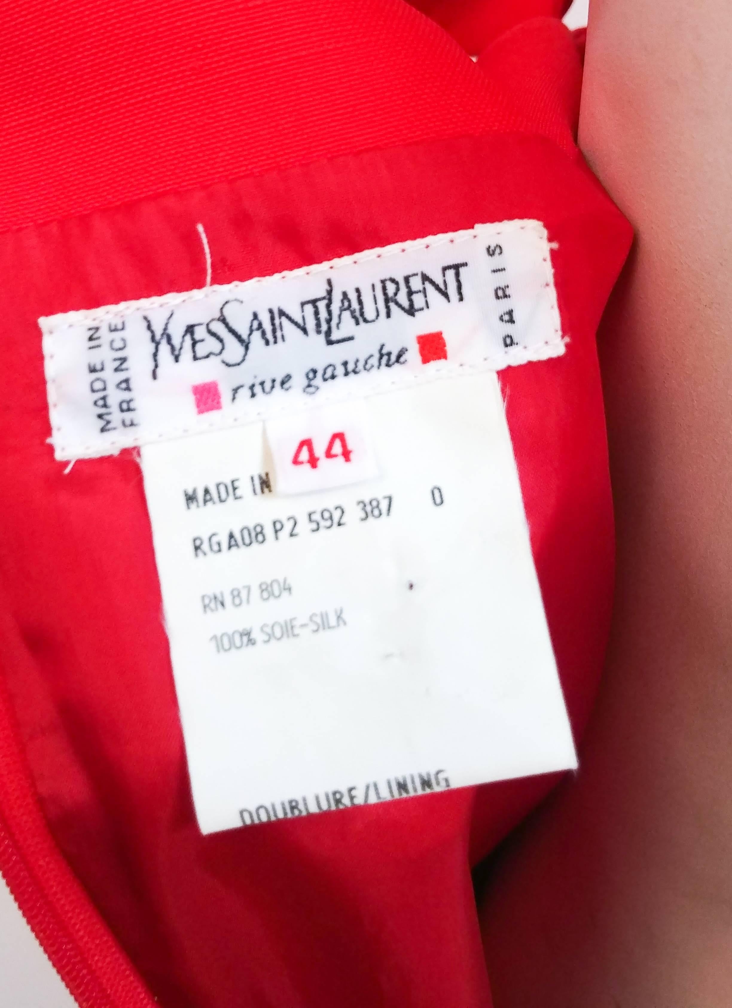 Women's Yves Saint Laurent Rive Gauche Red Sheath Dress For Sale