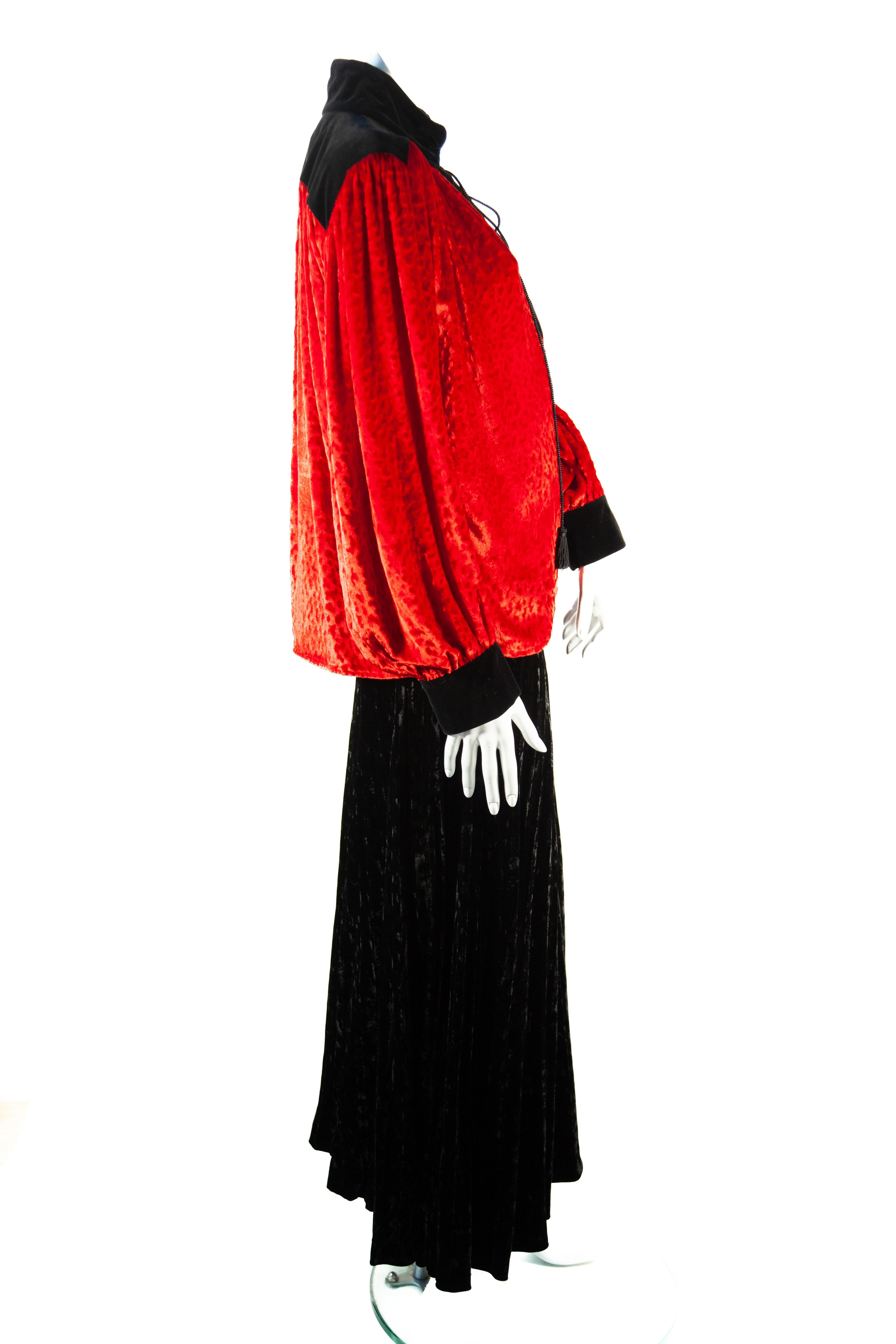 Women's Yves Saint Laurent Rive Gauche Red Velvet Top with Tassels For Sale