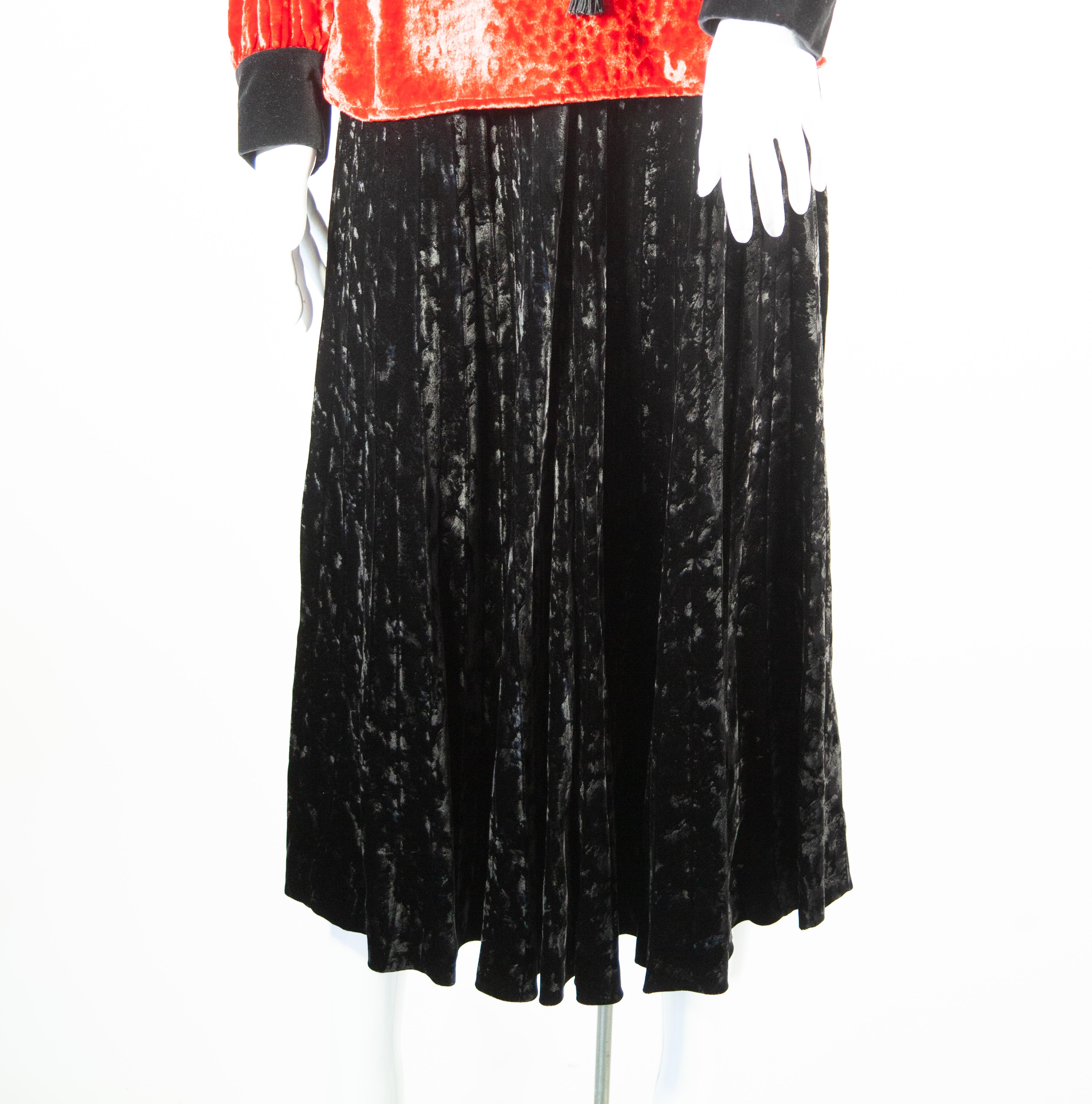 Yves Saint Laurent Rive Gauche Red Velvet Top with Tassels For Sale 1