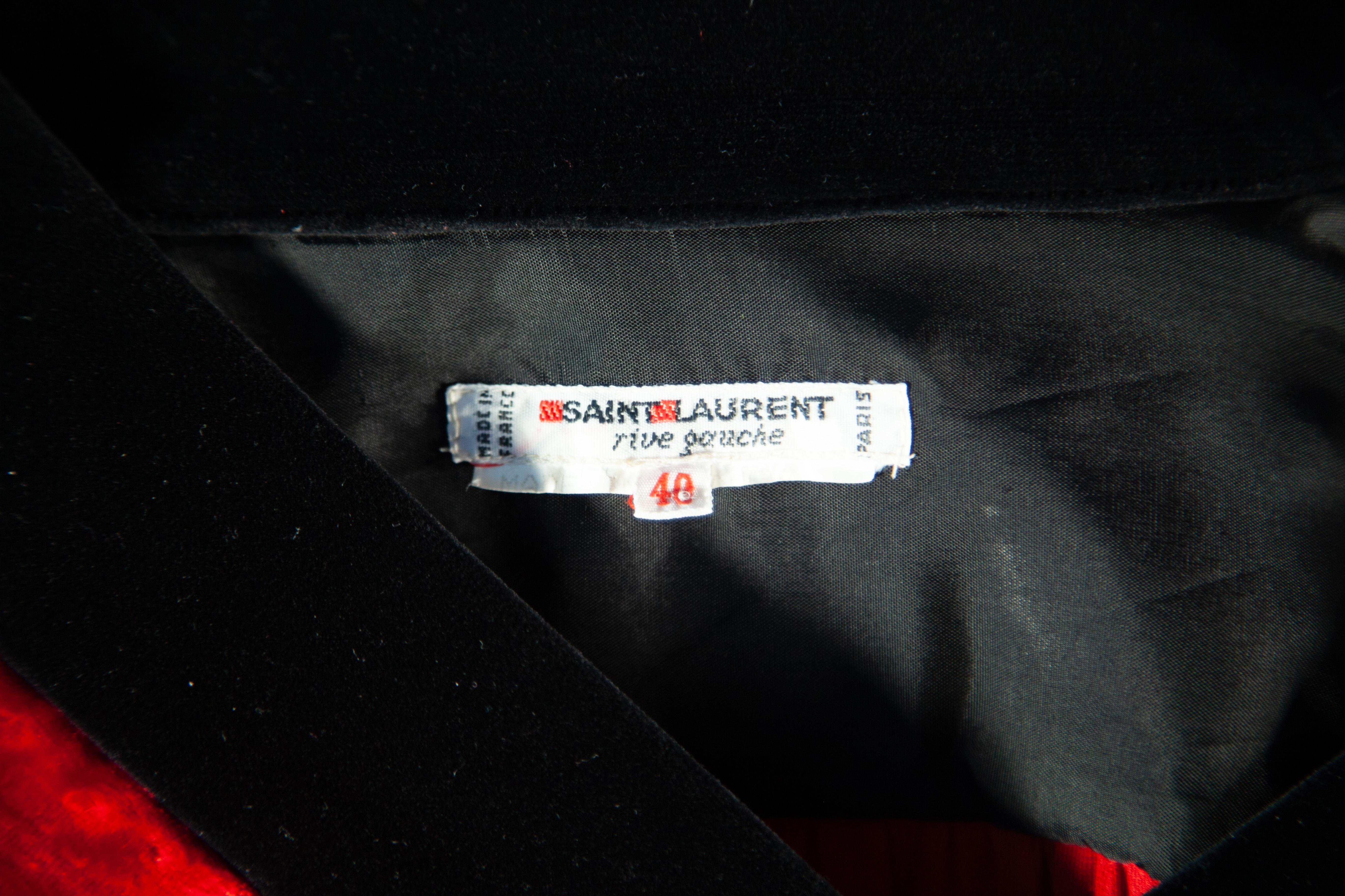 Yves Saint Laurent Rive Gauche Red Velvet Top with Tassels For Sale 2
