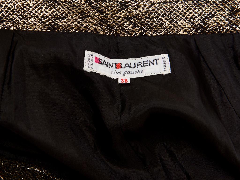 Women's Yves Saint Laurent Rive Gauche Reptile Pattern Gold Lame Evening Skirt