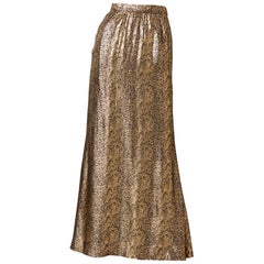 Yves Saint Laurent Rive Gauche Reptile Pattern Gold Lame Evening Skirt