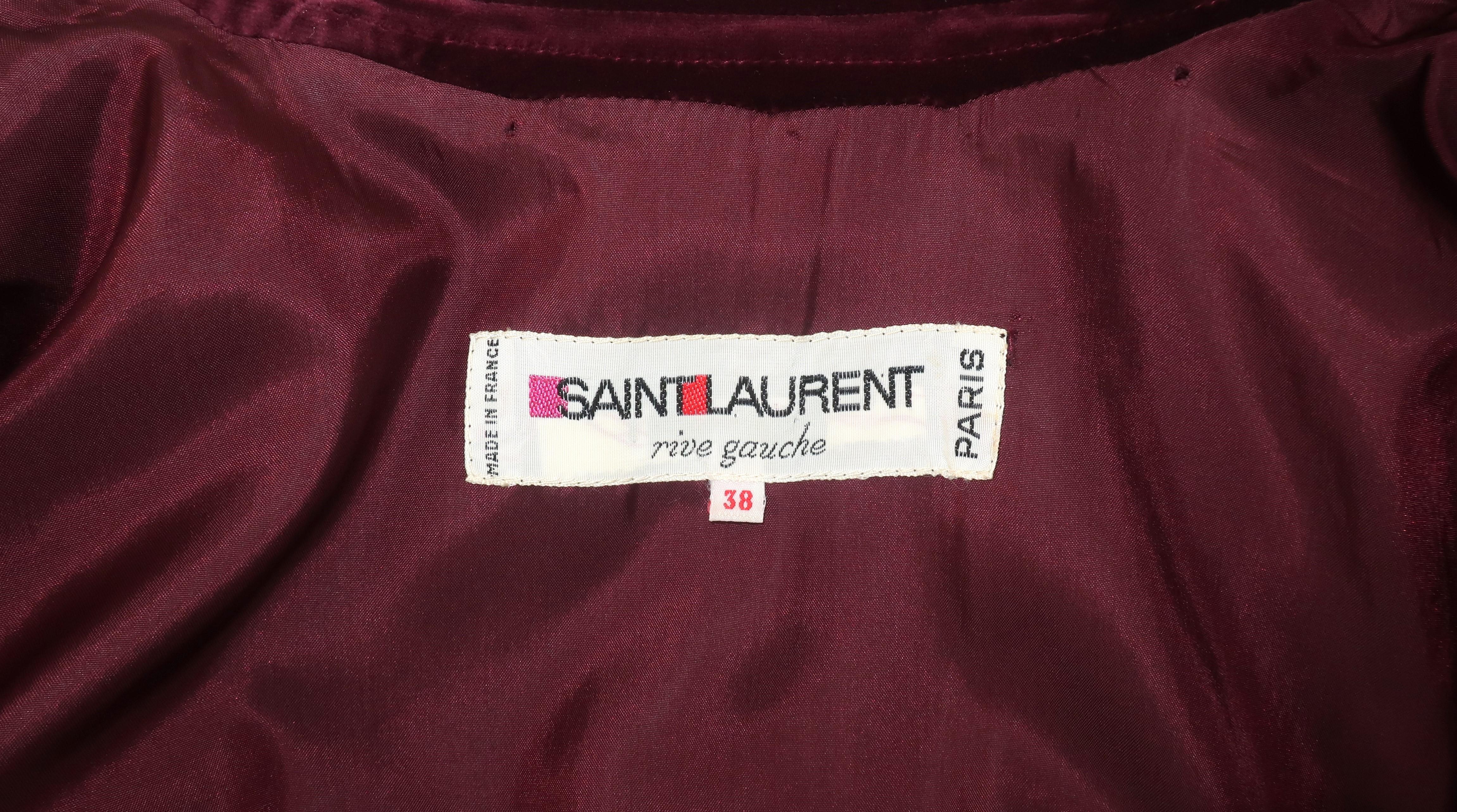 Yves Saint Laurent Rive Gauche Ruby Red Velvet Smock Coat, 1970’s For Sale 8