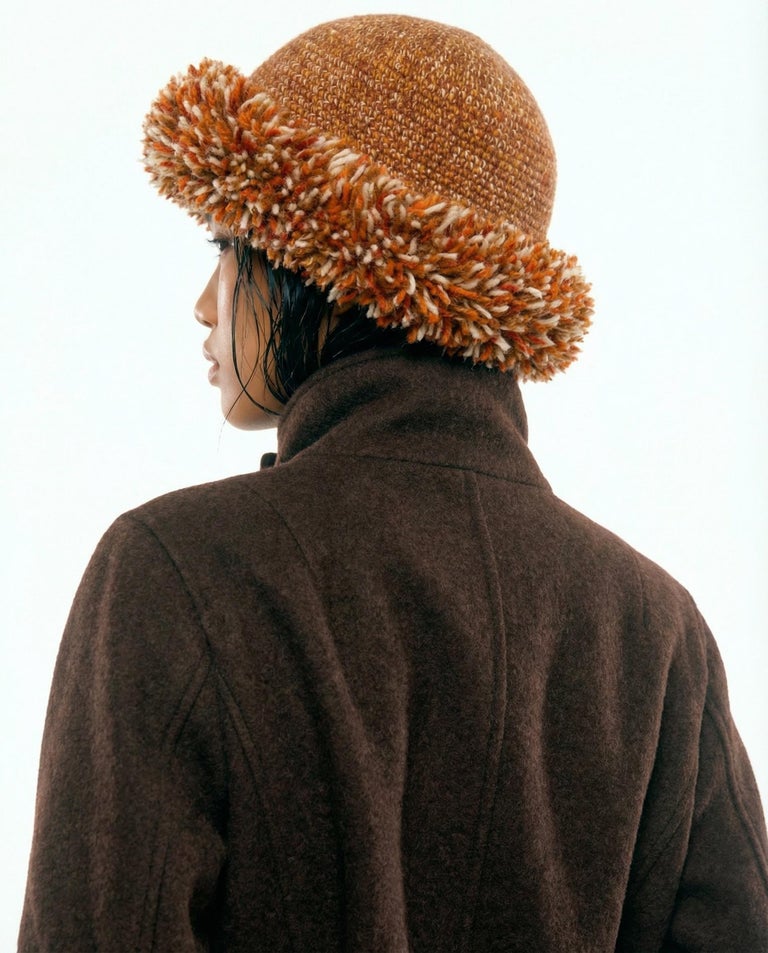 YVES SAINT LAURENT ブラウン ベレー帽 rive gauche YVES SAINT LAURENT Rive Gauche “Russian Collection” Knit Wool Hat