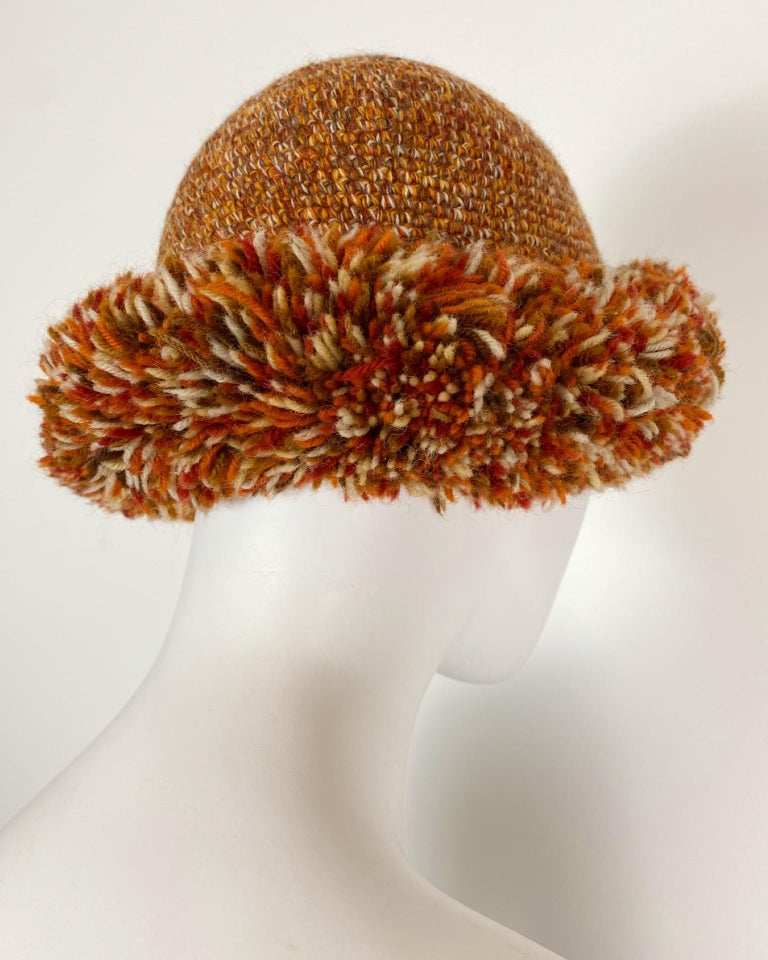 YVES SAINT LAURENT ブラウン ベレー帽 rive gauche YVES SAINT LAURENT Rive Gauche “Russian Collection” Knit Wool Hat