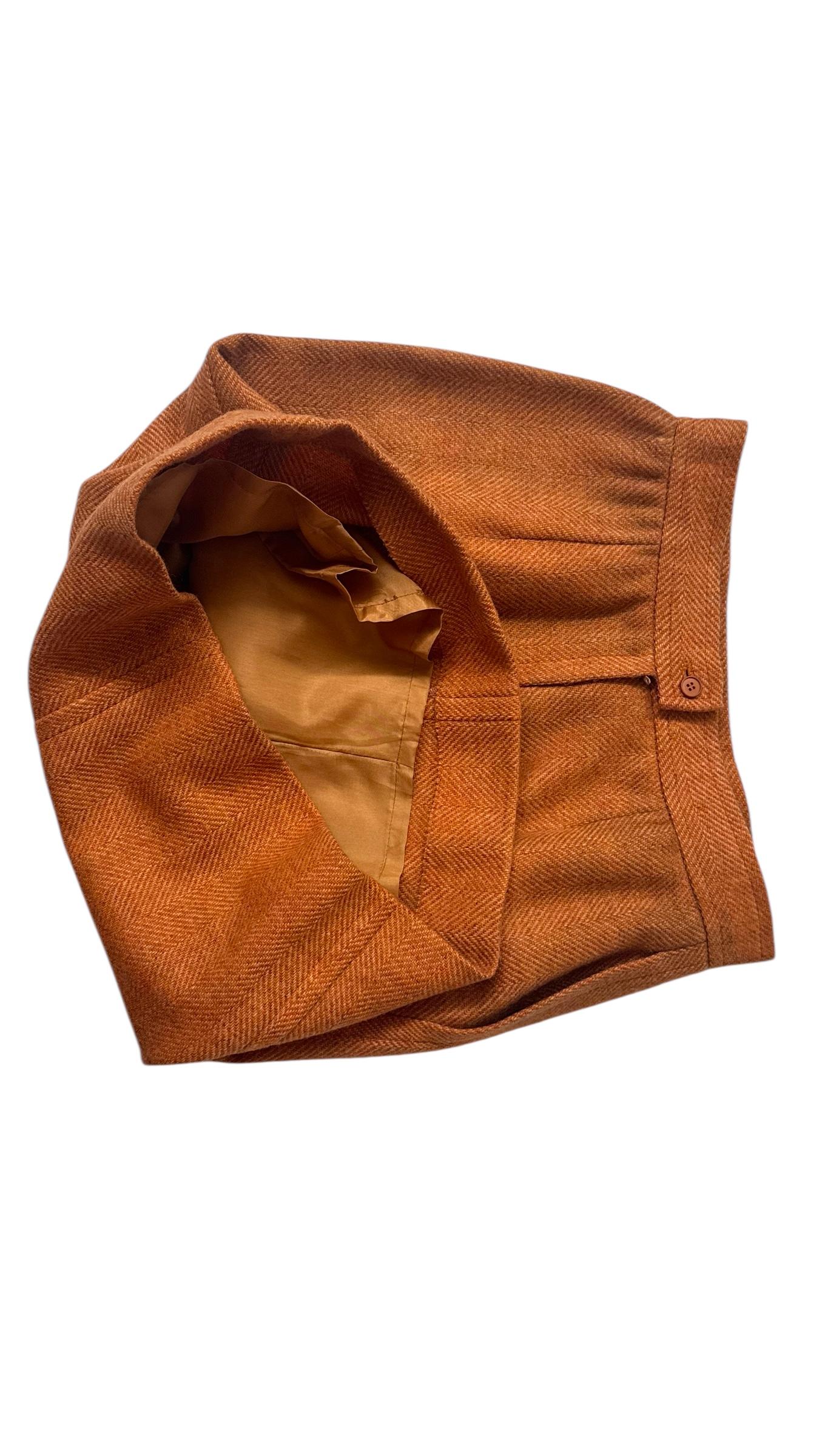 Yves Saint Laurent Rive Gauche Rust Herringbone Wool Skirt Suit - No import duty en venta 5