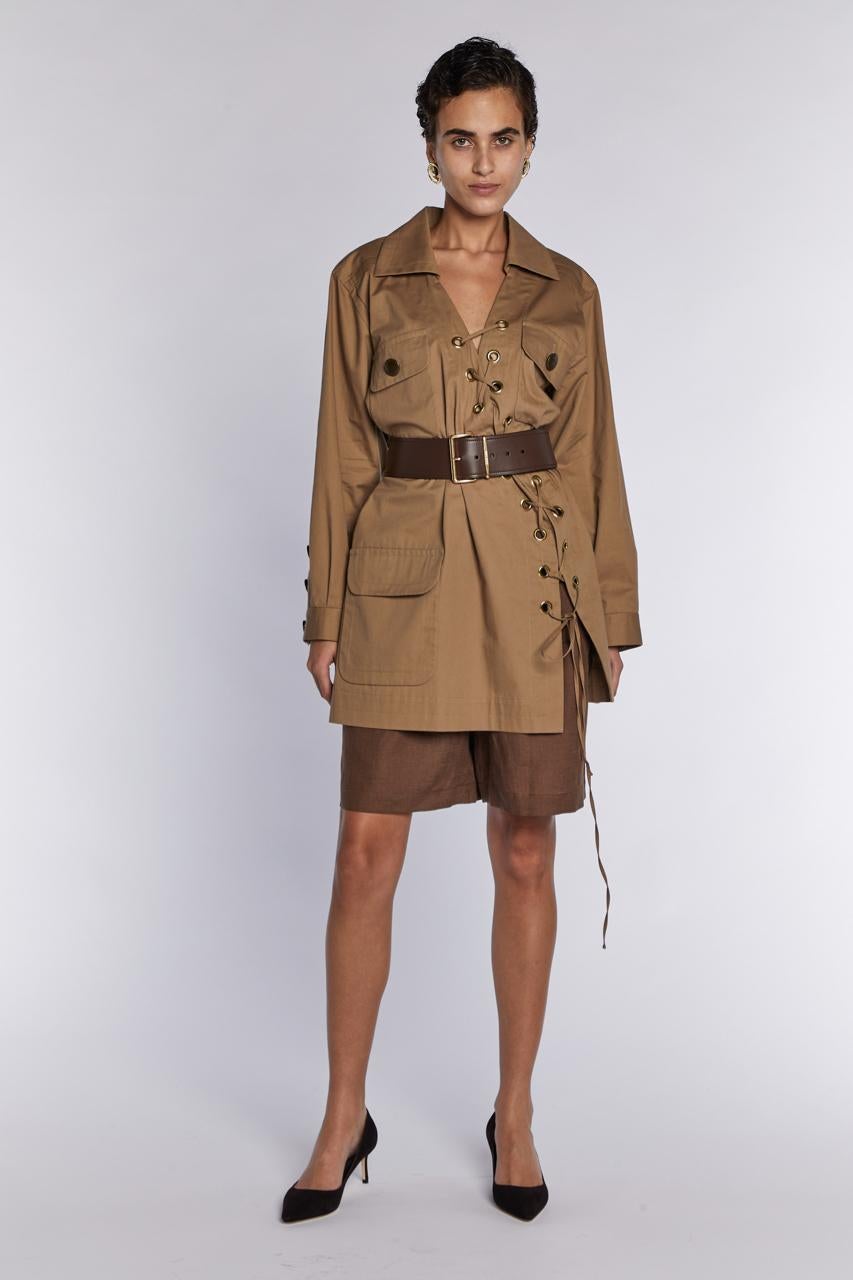 Donna Yves Saint Laurent Rive Gauche Safari Tunica P/E 1990 in vendita