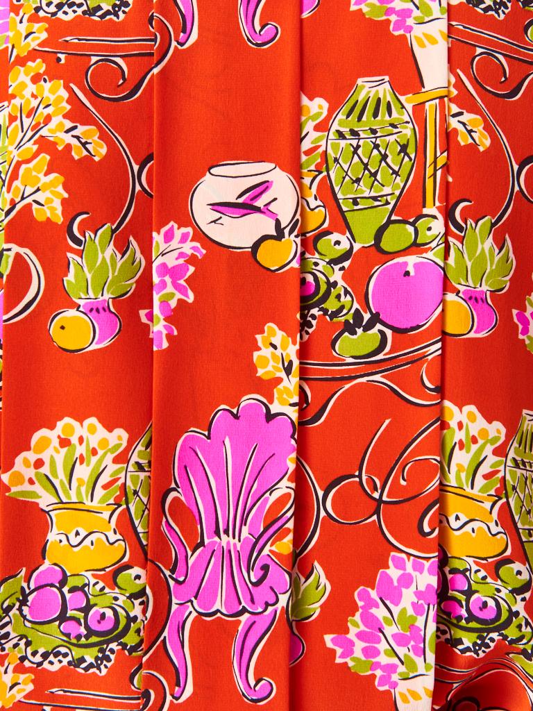 Yves Saint Laurent Rive Gauche Silk Floral Print Pajama Ensemble. 2