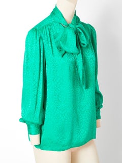 Yves Saint Laurent Rive Gauche Silk Jacquard Lavaliere Blouse