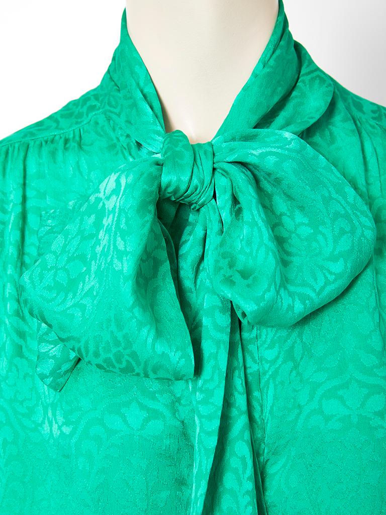 Yves Saint Laurent Rive Gauche Silk Jacquard Lavaliere Blouse In Good Condition In New York, NY