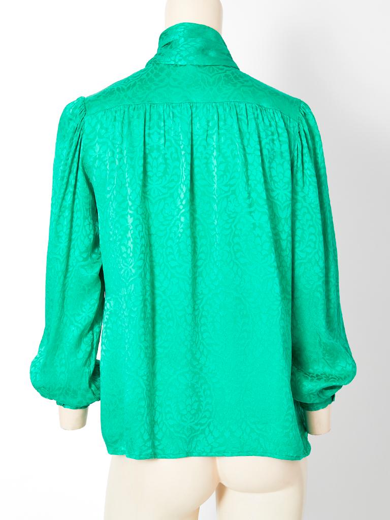 Women's Yves Saint Laurent Rive Gauche Silk Jacquard Lavaliere Blouse
