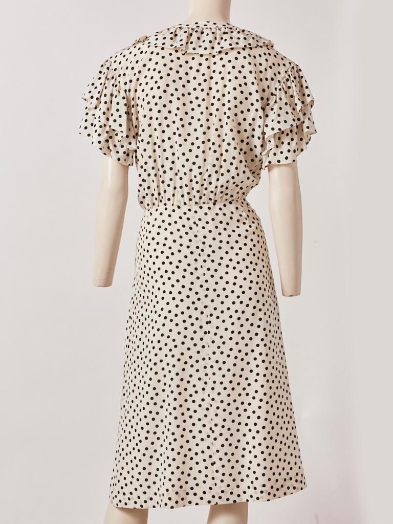 Yves Saint Laurent RIve Gauche Silk Polka Dot Day Dress In Good Condition In New York, NY
