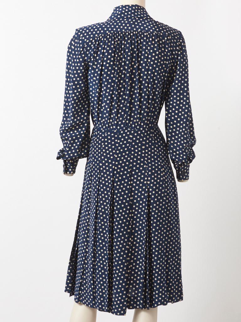 Yves Saint Laurent  Rive Gauche Silk Polka Dot Day Dress In Good Condition In New York, NY