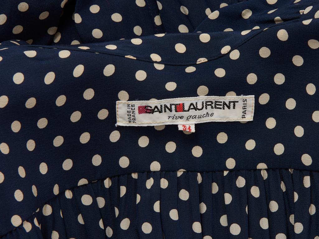 Yves Saint Laurent Rive Gauche Silk Polka Dot Day Dress at 1stDibs