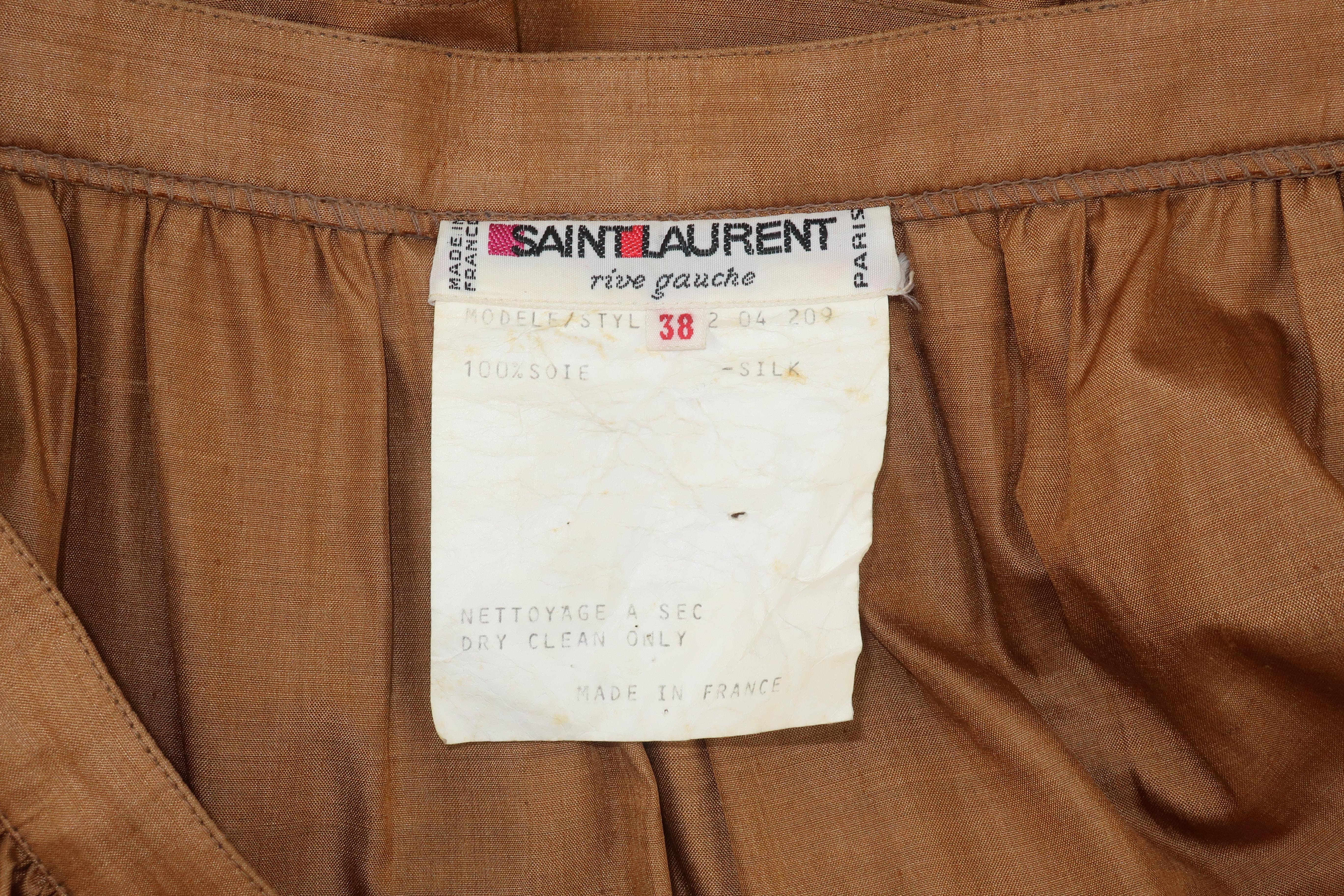 YVES SAINT LAURENT Rive Gauche Silk Tiered Peasant Skirt, 1970's For Sale 5