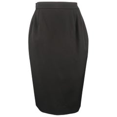 YVES SAINT LAURENT Rive Gauche Size 2 Black Wool Pencil Skirt
