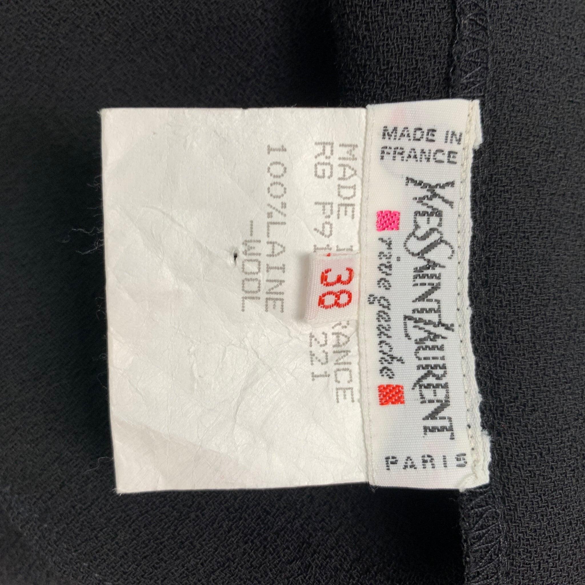 YVES SAINT LAURENT Rive Gauche Size 6 Black Wool Pleated Wrap Below Knee Skirt In Good Condition For Sale In San Francisco, CA