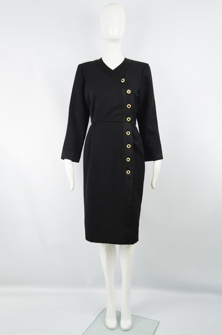 Yves Saint Laurent Rive Gauche Sophisticated Black Faille Blouson Dress ...