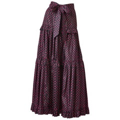 Vintage Yves Saint Laurent Rive Gauche Taffeta Polka Dot Tiered Peasant Skirt