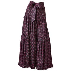 Yves Saint Laurent Rive Gauche Taffeta Polka Dot Tiered Peasant Skirt