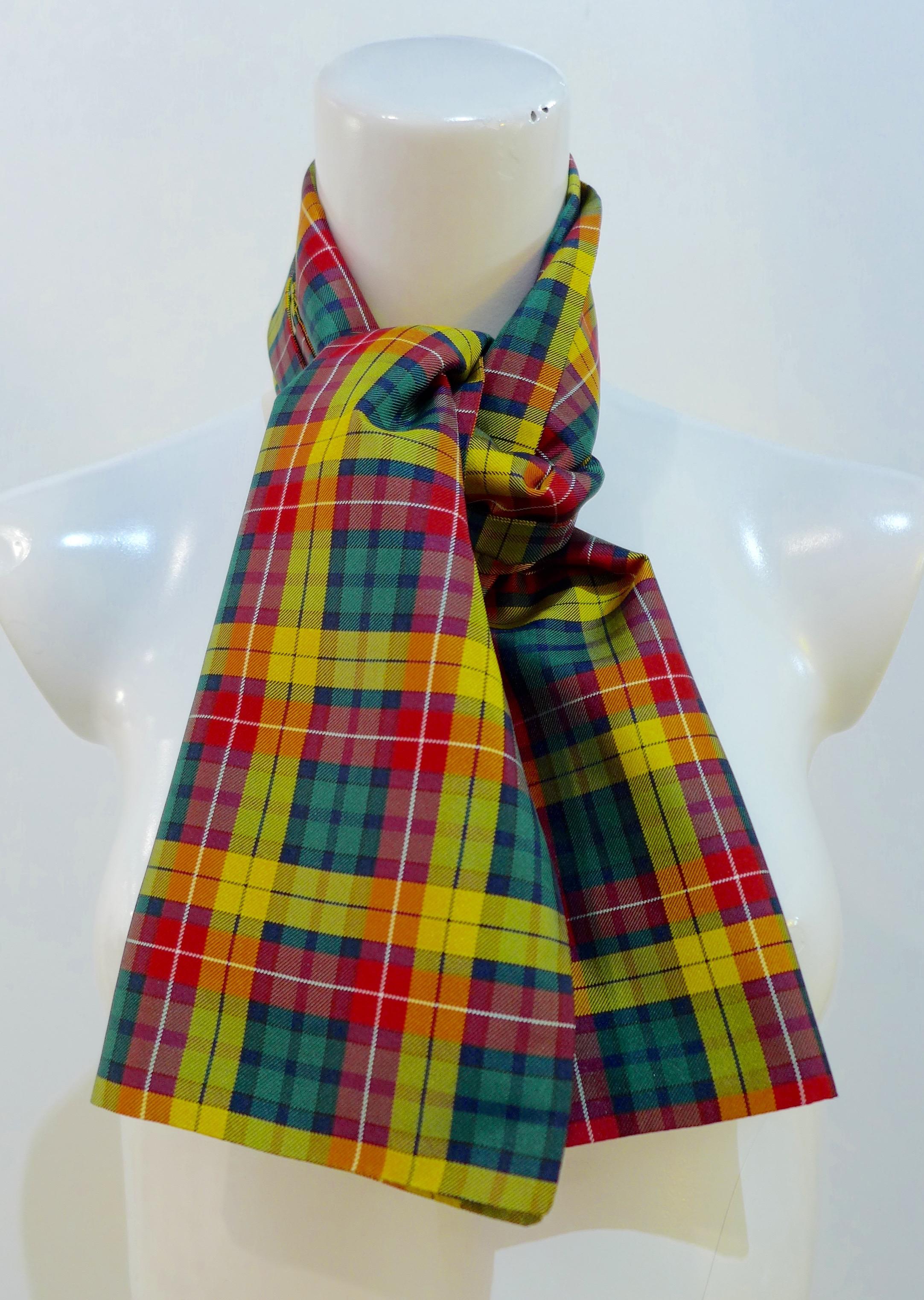 Yves Saint Laurent Rive Gauche Tartan Scarf In Good Condition For Sale In Los Angeles, CA