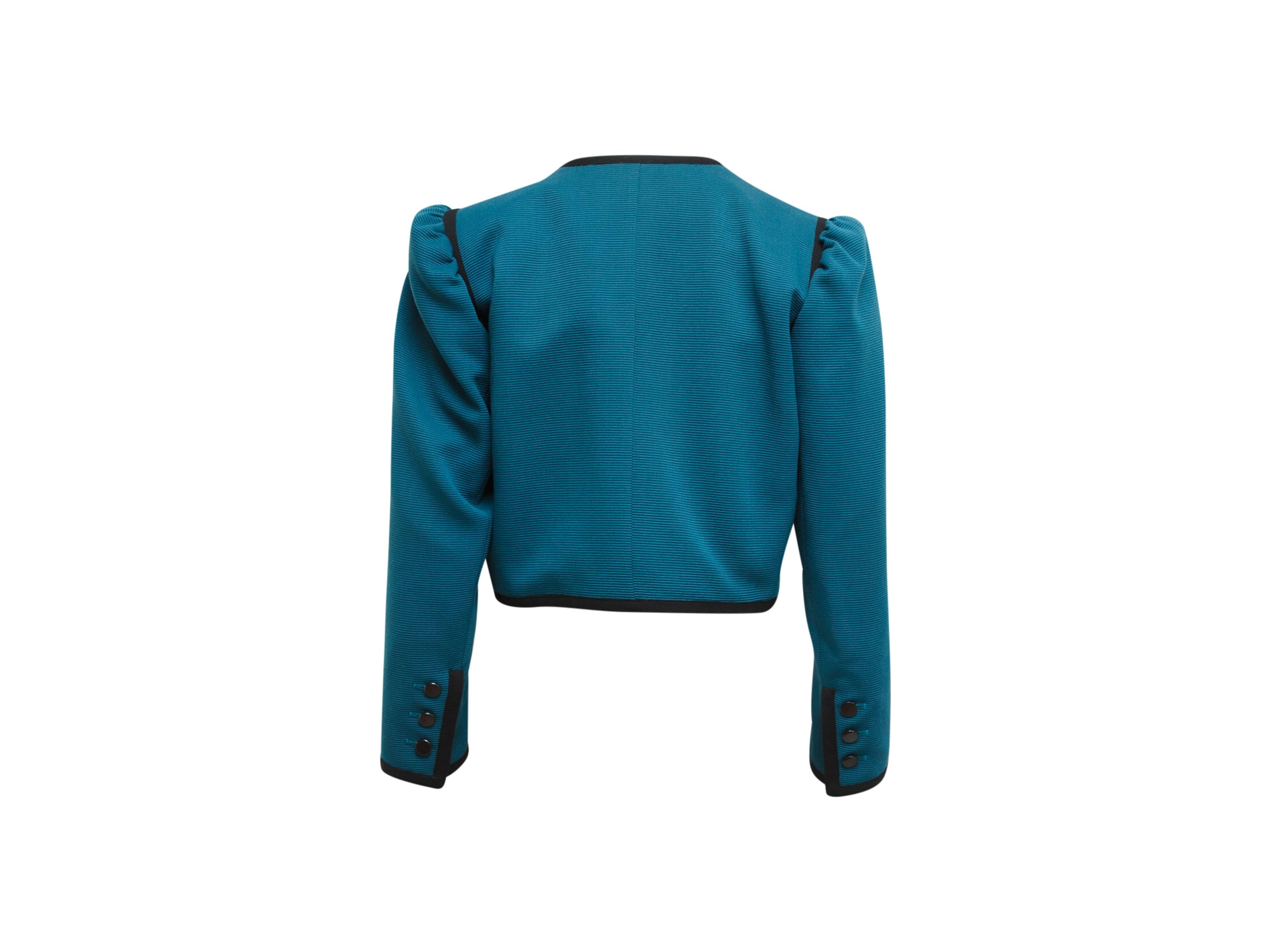 Blue Yves Saint Laurent Rive Gauche Teal & Black Jacket