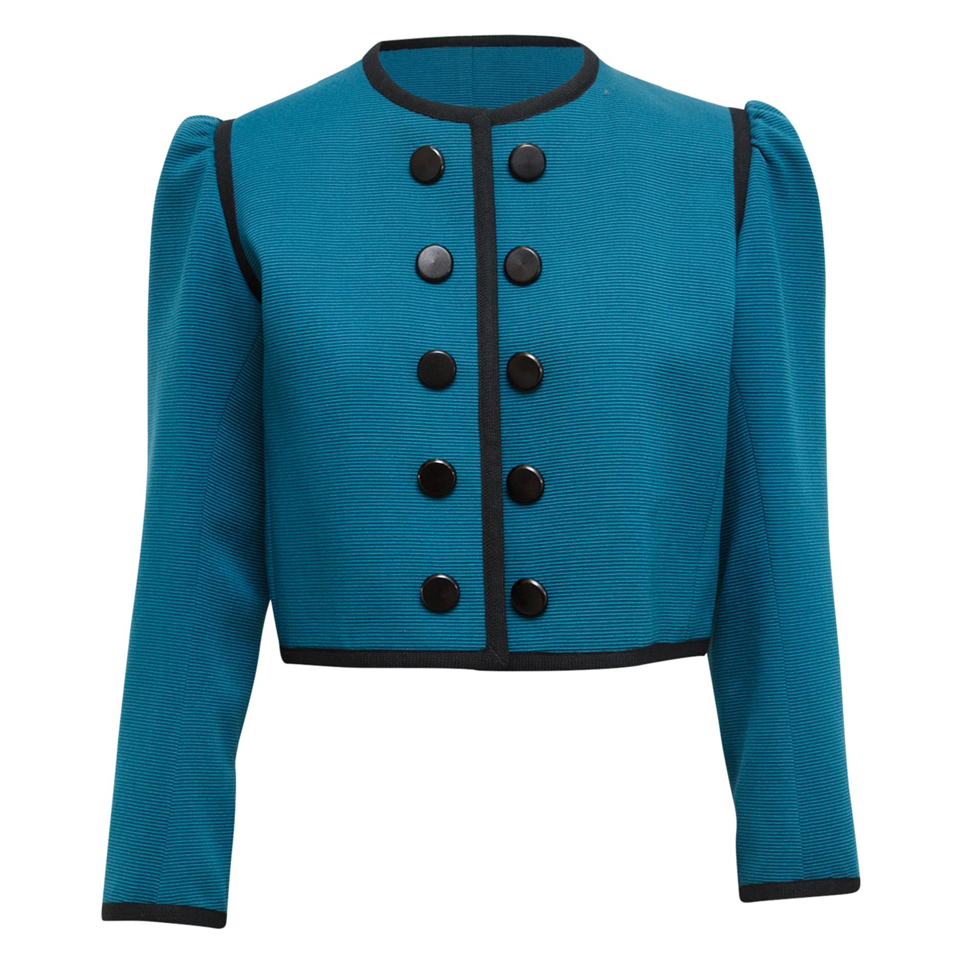 Yves Saint Laurent Rive Gauche Teal & Black Jacket