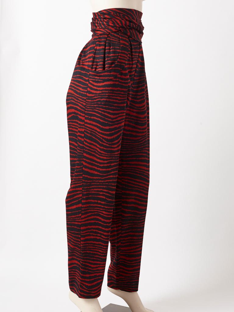 Black Yves Saint Laurent Rive Gauche Tiger Pattern Pant For Sale