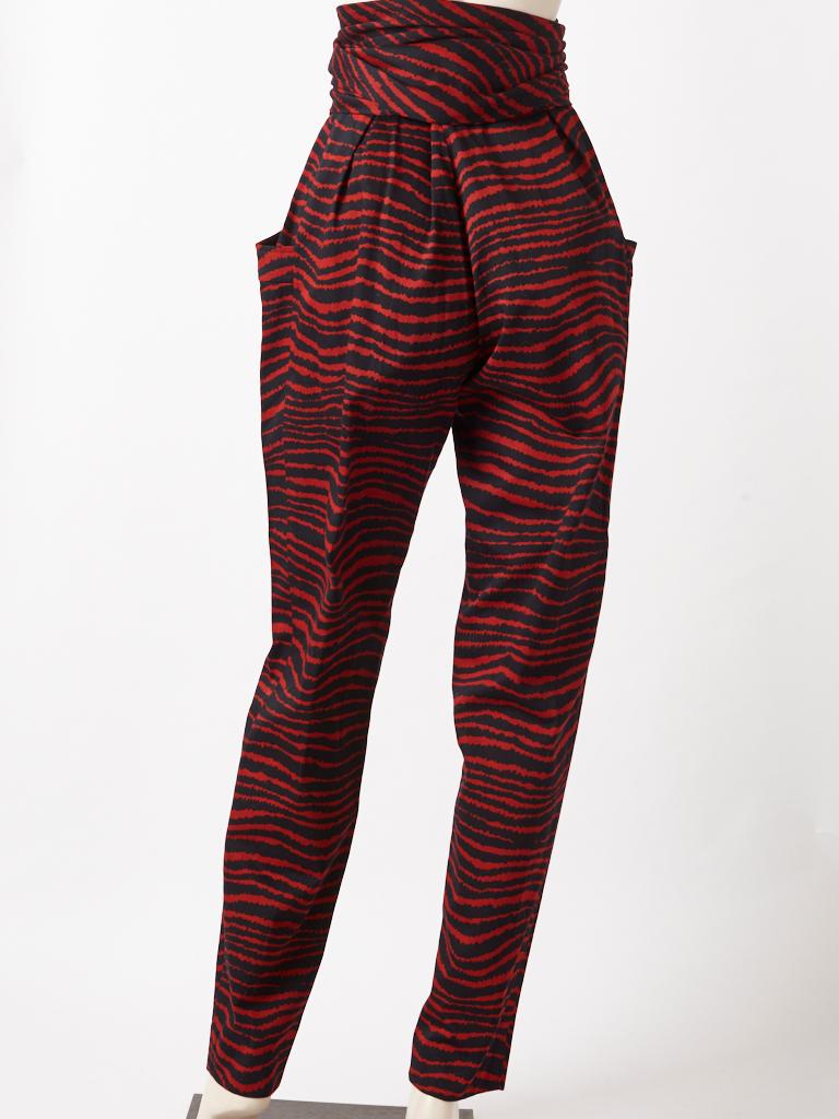 Yves Saint Laurent Rive Gauche Tiger Pattern Pant In Good Condition For Sale In New York, NY