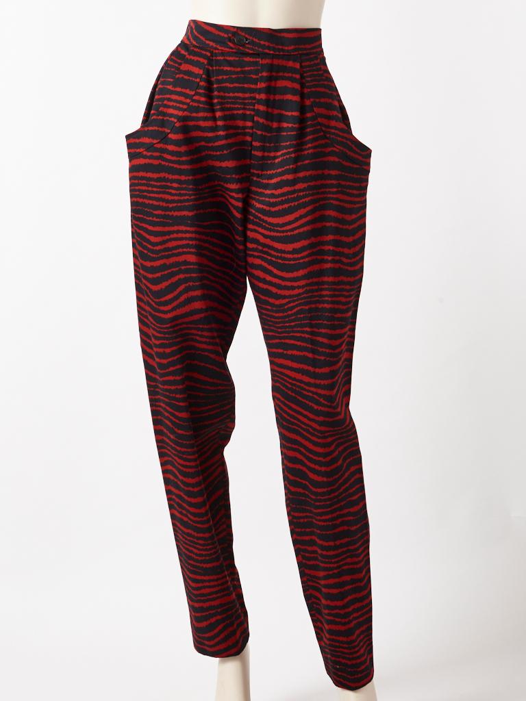 Black Yves Saint Laurent Rive Gauche Tiger Pattern Pant