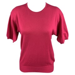 YVES SAINT LAURENT Rive Gauche Tom Ford M Fuchsia Cotton Short Sleeve Sweater