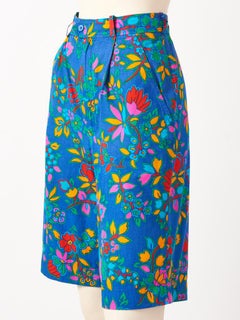 Yves Saint Laurent Rive Gauche Tropical Print  Cotton Bermuda