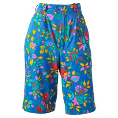 Vintage Yves Saint Laurent Rive Gauche Tropical Print  Cotton Bermuda