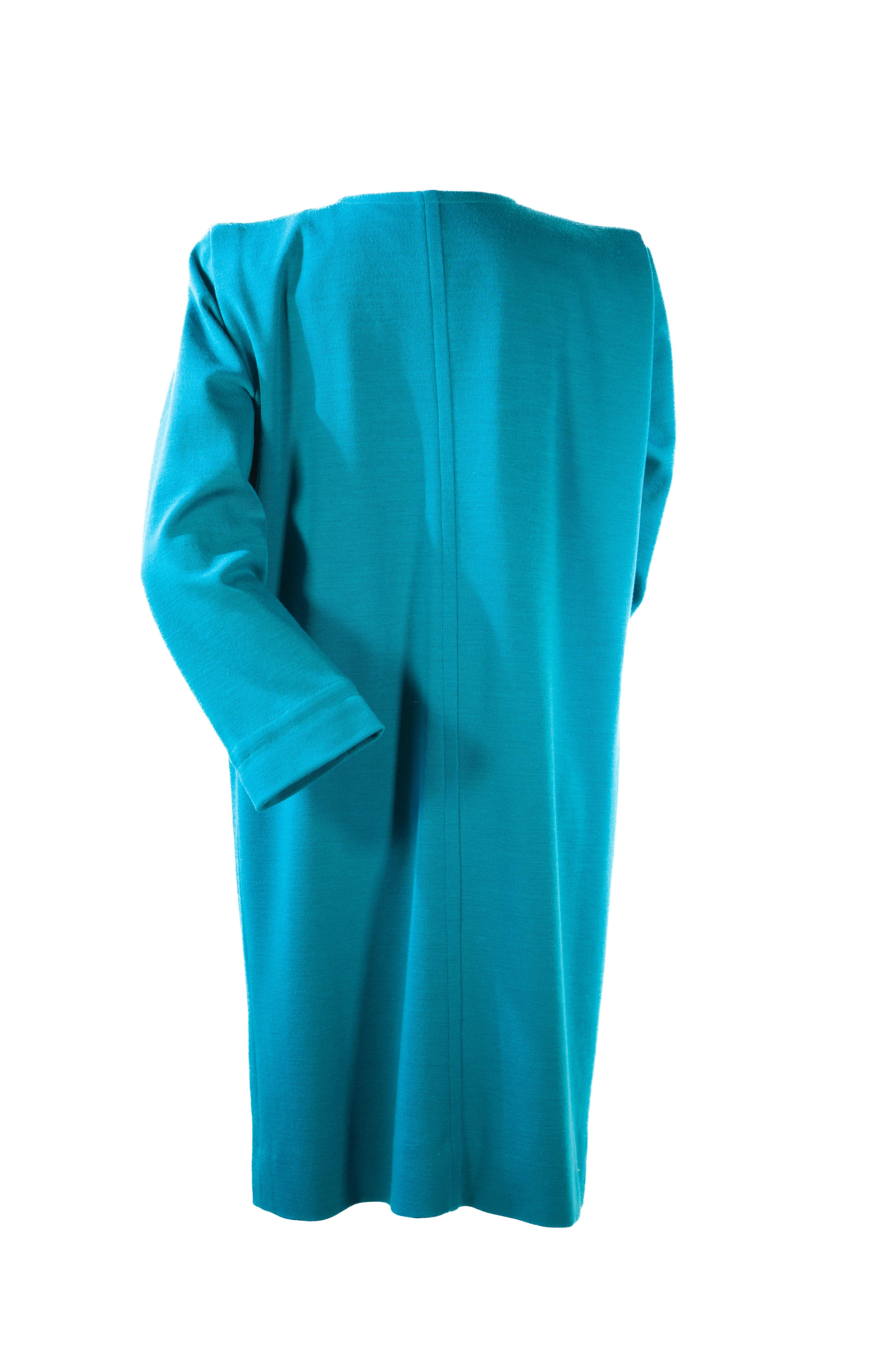 Yves Saint Laurent Rive Gauche Turquoise Smock Dress  In Excellent Condition In Kingston, NY