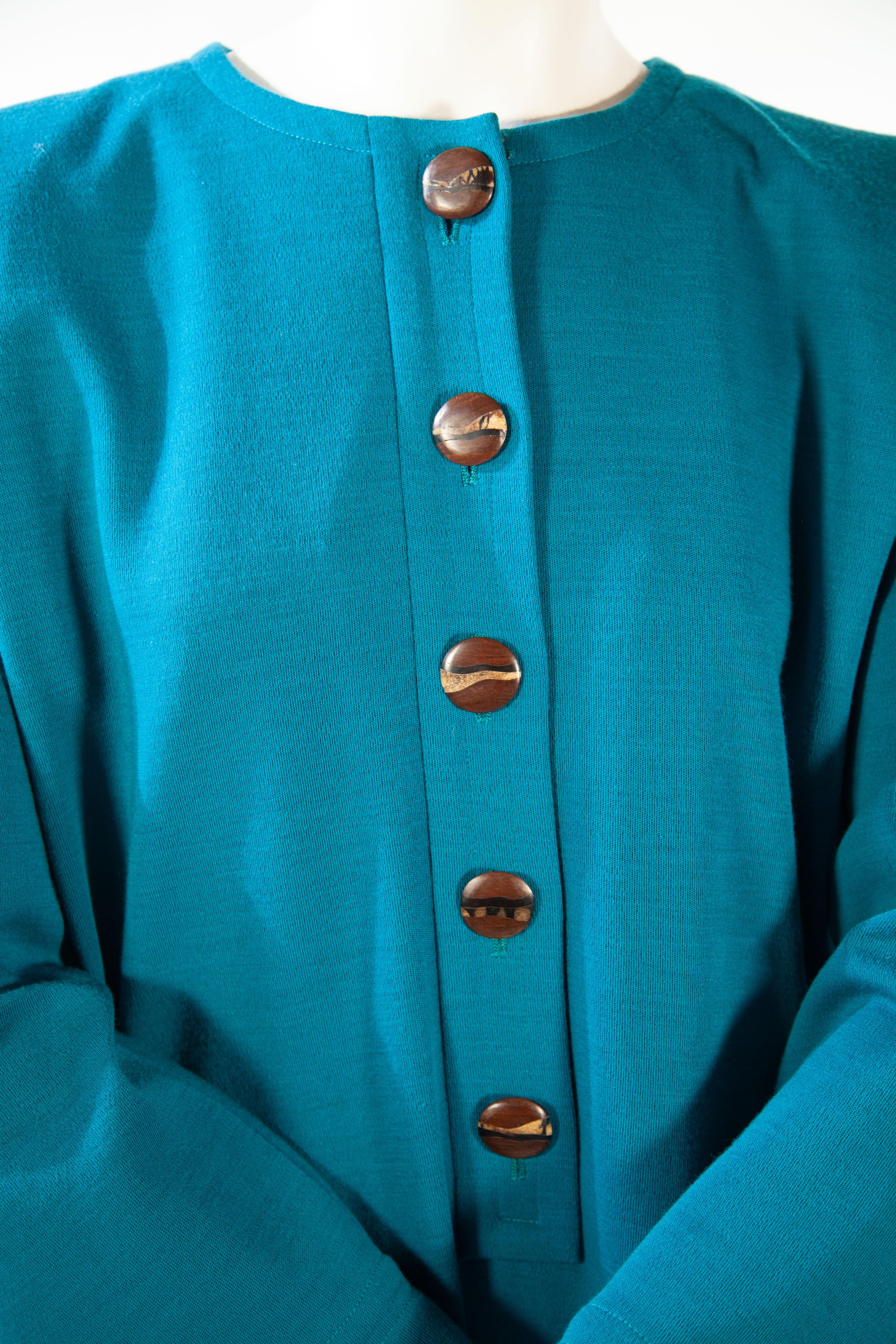 Yves Saint Laurent Rive Gauche Turquoise Smock Dress  1