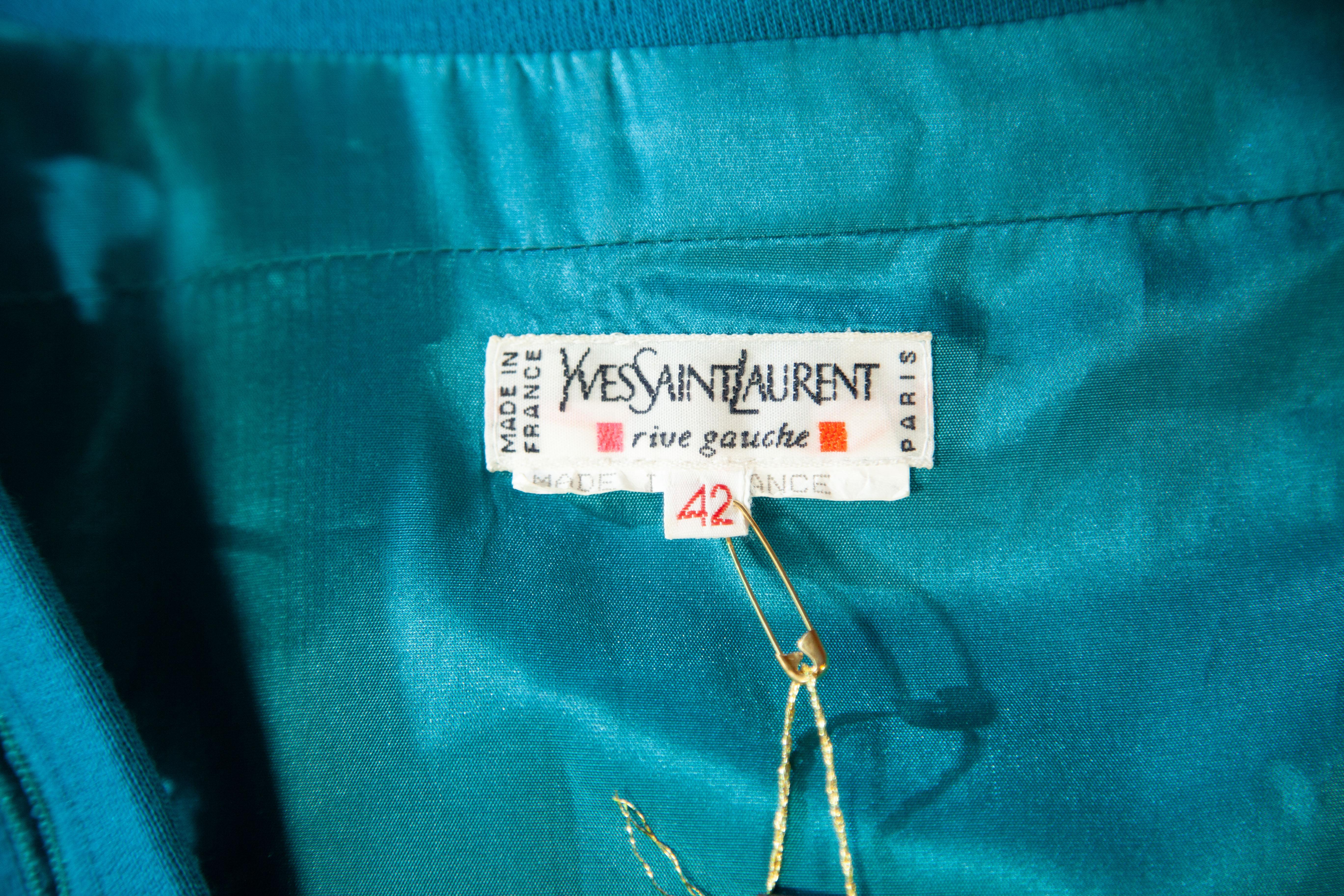 Yves Saint Laurent Rive Gauche Turquoise Smock Dress  3
