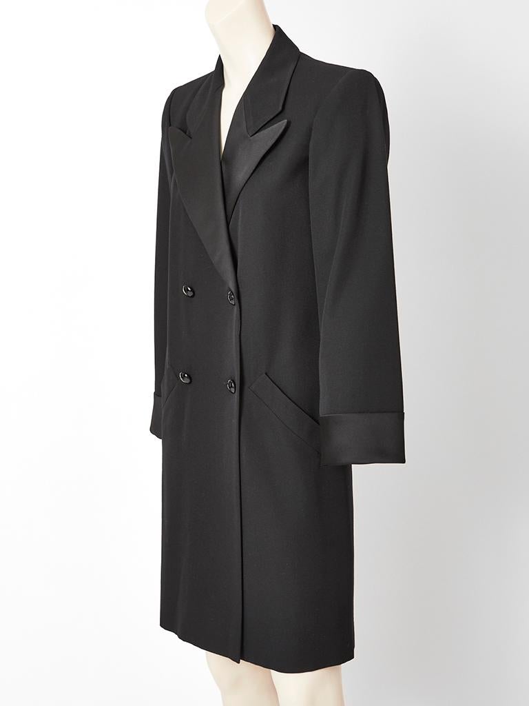 Black Yves Saint Laurent Rive Gauche Tuxedo Coat Dress