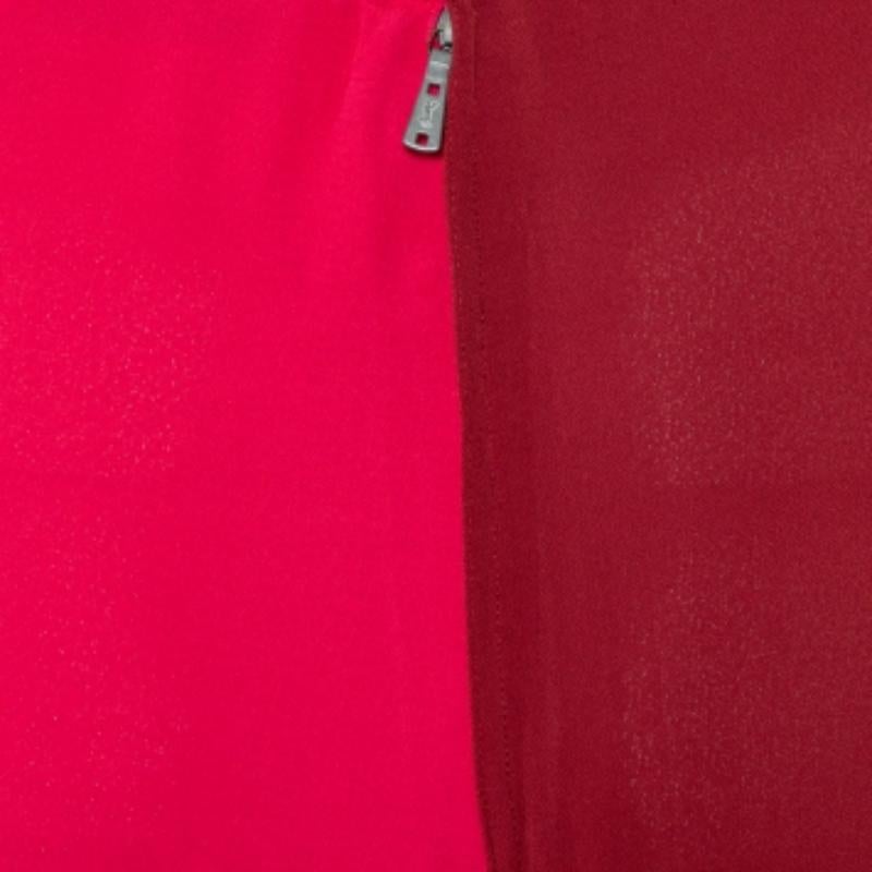 Yves Saint Laurent Rive Gauche Two Tone Paneled Crepe Tank Top & Skirt Set S In Fair Condition For Sale In Dubai, Al Qouz 2