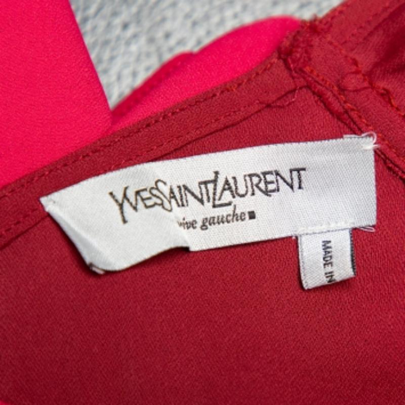 Women's Yves Saint Laurent Rive Gauche Two Tone Paneled Crepe Tank Top & Skirt Set S For Sale